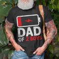 Fathers Day Dad Of 2 Two Boys Low Battery Daddy Gifts Gift For Mens Unisex T-Shirt Gifts for Old Men