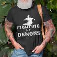 Fighting My Demons Satan Devil Satanic Occult Satanism Witch Witch T-Shirt Gifts for Old Men
