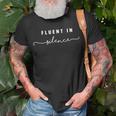 Fluent In Silence Introvert Shy Quiet T-Shirt Gifts for Old Men