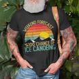 Weekend Forecast Ice Canoeing Retro T-Shirt Gifts for Old Men