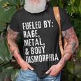 Fueled By Rage Metal & Body Dysmorphia Apparel T-Shirt Gifts for Old Men