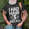 Funny Bald Dad Father Of Three Triplets Husband Fathers Day Gift For Women Unisex T-Shirt Gifts for Old Men