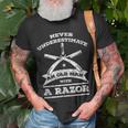 Barber -Never Underestimate An Old Man With A Razor T-Shirt Gifts for Old Men