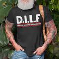 Funny Fathers Day Dilf Devoted Involved Loving Father Unisex T-Shirt Gifts for Old Men
