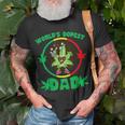 Funny Fathers Day Worlds Dopest Dad Cannabis Marijuana Weed Unisex T-Shirt Gifts for Old Men