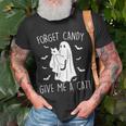 Halloween Cat Ghost Forget Candy Give Me Cat Halloween T-Shirt Gifts for Old Men