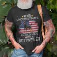 Funny Never Underestimate An Old Man With A Rottweiler Unisex T-Shirt Gifts for Old Men