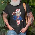 Funny Uncle Sam Football American Flag Indepedence Day Boys Unisex T-Shirt Gifts for Old Men