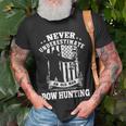 Never Underestimate An Archery Bow Hunting Man T-Shirt Gifts for Old Men