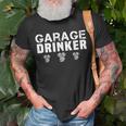 Funny Vintage Garage Drinker Retro Drinker Humor Fathers Day Humor Funny Gifts Unisex T-Shirt Gifts for Old Men