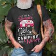 German Shepherd Dog Im A Simple Girl Wine Lover Camping Unisex T-Shirt Gifts for Old Men