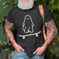 Ghost Skateboard Lazy Halloween Costume Skateboarding T-Shirt Gifts for Old Men