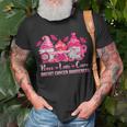 Gnome Peace Love Cure Pink Ribbon Breast Cancer Awareness T-Shirt Gifts for Old Men