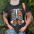 Halloween Twin Pregnant Skeleton Twins Baby Xray Rib Cage T-Shirt Gifts for Old Men