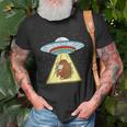 Hedgehog Playing Bagpipe Ufo Abduction T-Shirt Gifts for Old Men