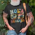 Hola Beaches Groovy Retro Funny Beach Vacation Summer Vacation Funny Gifts Unisex T-Shirt Gifts for Old Men