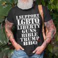 I Support Lgbtq Liberty Guns Bible Trump Bbq Funny Unisex T-Shirt Gifts for Old Men
