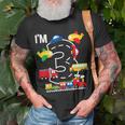 Im 3 Birthday Boy 3Rd Bday Train Car Fire Truck Airplane Unisex T-Shirt Gifts for Old Men