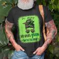 In May We Wear Green Mental Health Awareness Month Messy Bun Unisex T-Shirt Gifts for Old Men