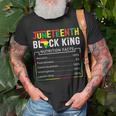 Junenth Black King Nutritional Facts Melanin Men Fat Unisex T-Shirt Gifts for Old Men