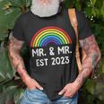 Just Married Engaged Lgbt Gay Wedding Mr And Mr Est 2023 Unisex T-Shirt Gifts for Old Men
