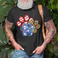 Leopard American Flag Hearts 4Th Of July Dog Paw Print Cute Unisex T-Shirt Gifts for Old Men