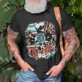 Leopard Serape Turquoise Leopard Western Faith Cross Cowgirl Unisex T-Shirt Gifts for Old Men