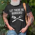 Let There Be Burgers Fork & Spatula Grilling Cookout T-Shirt Gifts for Old Men