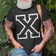 Letter X Alphabet Name Athletic Sports Monogram Outline Unisex T-Shirt Gifts for Old Men