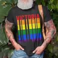 Lgbtq Vintage Pride Skyline Of Victoria Canada Victoria Unisex T-Shirt Gifts for Old Men