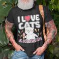 I Love Cats & Ice Cream Cute Kitty Feline Dessert Lover T-Shirt Gifts for Old Men