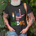 I Love India Sign Language Flag Of Usa And India Indian T-Shirt Gifts for Old Men