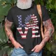 Love Sunflower American Flag Patriot 4Th Of July Women Girls Unisex T-Shirt Gifts for Old Men