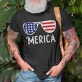 Merica American Flag Sunglasses Patriotic 4Th Of July Unisex T-Shirt Gifts for Old Men