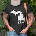 Michigan 586 Area Code T-Shirt Gifts for Old Men