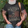 My Favorite Hockey Player Calls Me Grandpa Fathers Day Unisex T-Shirt Gifts for Old Men