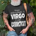 Never Underestimate A Virgo From Connecticut Zodiac Sign Unisex T-Shirt Gifts for Old Men