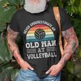 Never Underestimate An Old Man At Volleyball Fathers Day Gift For Mens Unisex T-Shirt Gifts for Old Men