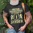 Never Underestimate Jayden Personalized Name Unisex T-Shirt Gifts for Old Men