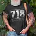New York City 718 Area Code Skyline Queens Ny Nyc Vintage Unisex T-Shirt Gifts for Old Men