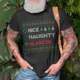 Nice Naughty Alarcon Christmas List Ugly Sweater T-Shirt Gifts for Old Men