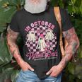 In October We Wear Pink Halloween Breast Cancer Awareness T-Shirt Gifts for Old Men