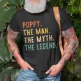 Poppy The Man The Myth The Legend Fathers Day Vintage Retro Unisex T-Shirt Gifts for Old Men