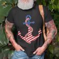 Proud American Flag Anchor Nautical Vintage 4Th Of July Anchor Funny Gifts Unisex T-Shirt Gifts for Old Men