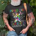 Proud Dad Of A 2023 Kindergarten Graduate Unicorn Dabbing Unisex T-Shirt Gifts for Old Men