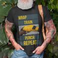 Punchy Graphics Wrap Train Punch Repeat Boxing Kickboxing Unisex T-Shirt Gifts for Old Men