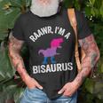 Raawr Im A Bisaurus Dinosaur T-Rex Bisexual Flag Bi Pride Unisex T-Shirt Gifts for Old Men