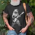 Retro Bear Playing Bass Guitar Bear Guitarist Music Lovers T-Shirt Gifts for Old Men