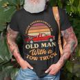 Retro Never Underestimate Old Man With Tow Truck Driver Gift Unisex T-Shirt Gifts for Old Men