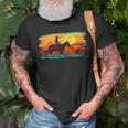 Saddle Western Cowboy Retro Vintage Western Sunset Unisex T-Shirt Gifts for Old Men